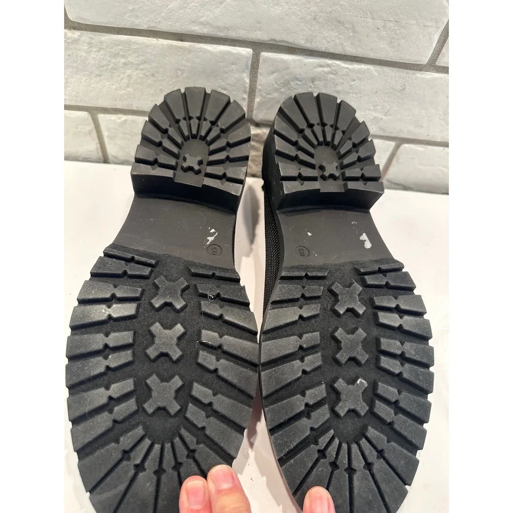 Tahari Siena Black Knit Lug Sole‎ Loafers Womens Size 8 Textile Slip On Shoes